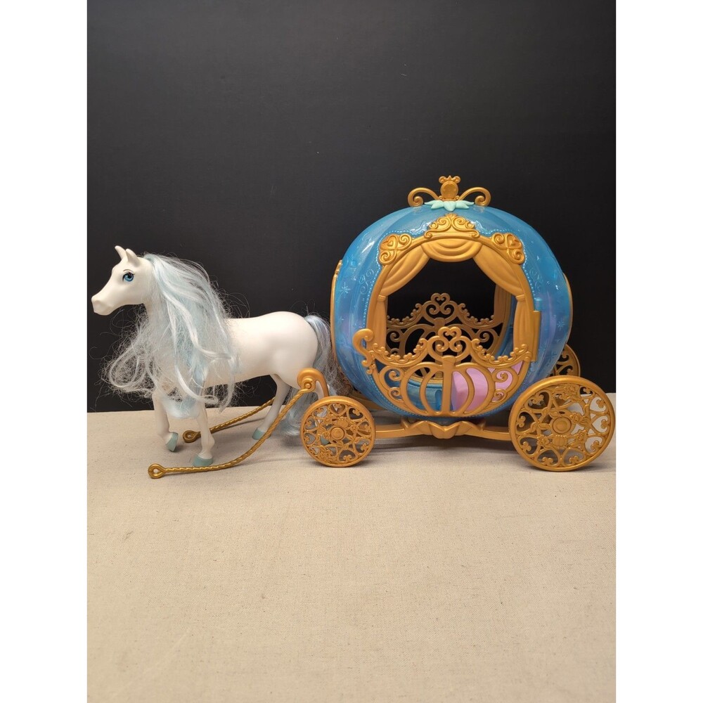 Disney Princess Horse And Carriage Doll & Saddle Not Included Blue Gold Playset